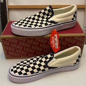 Vans Black and White Checkerboard Slip-Ons